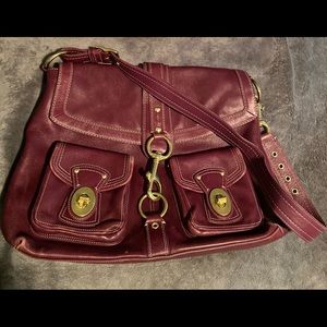 Coach leather messenger/laptop bag purple leather